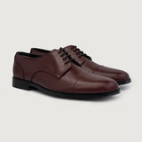 Attorney Derby Maroon Leather Shoes For Men in Maroon Full-Grain Leather - Lateral Side Profile View | Buy Online