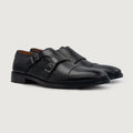 Boston Zapatos de doble hebilla en cuero negro