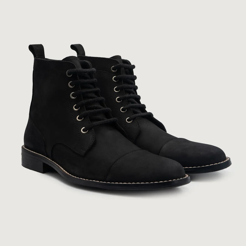 Knight Derby Negro Nubuck Botas de cuero para Hombre