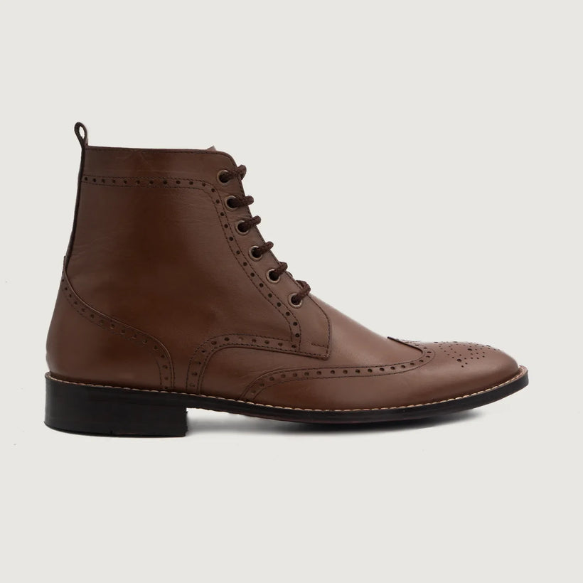 Duster Brogues Derby Marrón Leather Boots para Hombre