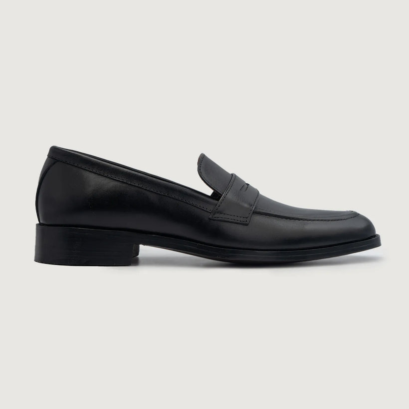 Baxton Negro Leather Loafers para Hombre