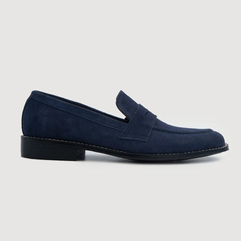 Baxton Azul Suede Leather Loafers para Hombre