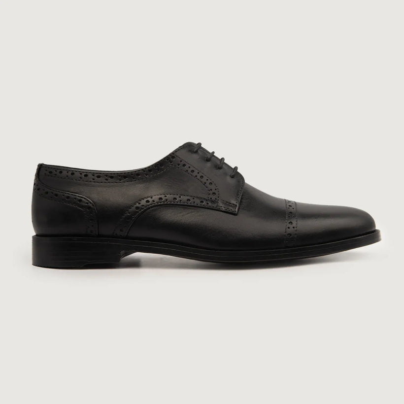 Dirk Brogues Derby Negro Leather Shoes para Hombre