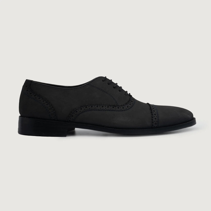 Grisson Brogues Oxford Negro Nubuck Leather Shoes para Hombre