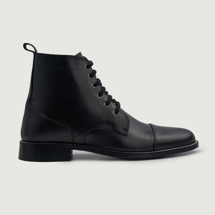 Knight Derby Negro Botas de cuero para Hombre