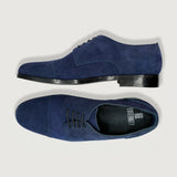 Attorney Derby Midnight Blue Suede Leather Shoes For Men - Reinforced Heel Counter & Precision Double-Row Stitching Detail