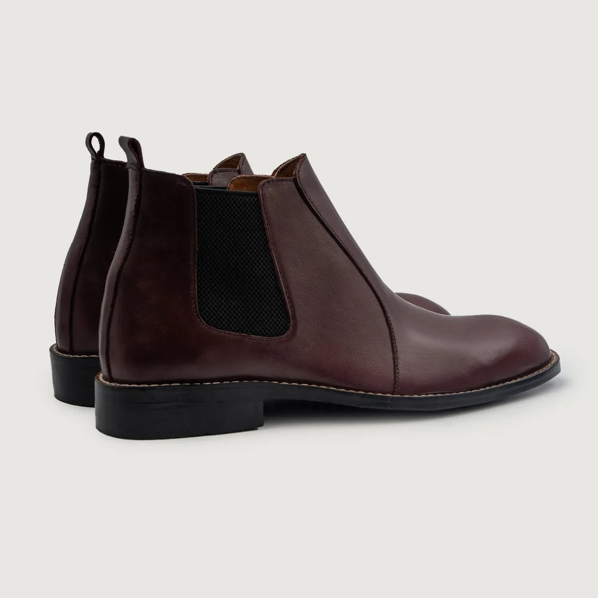 Clarkson Chelsea Granate Botas de cuero para Hombre For Men - Contrafuerte de talón reforzado y doble costura de precisión