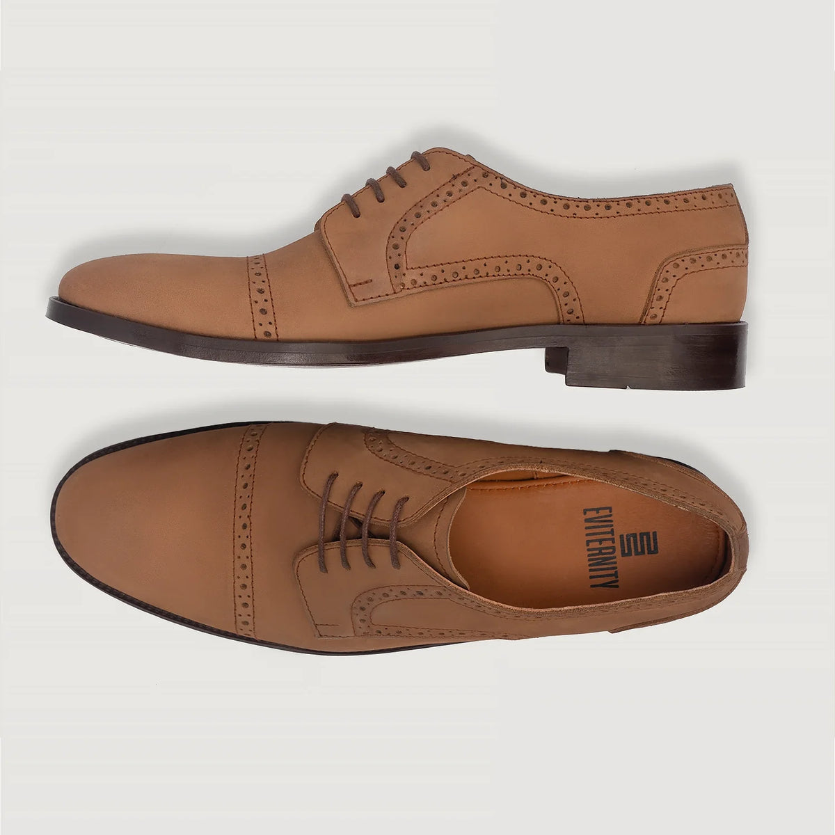 Dirk Brogues Derby Marrón Nubuck Zapatos de cuero para Hombre For Men - Contrafuerte de talón reforzado y doble costura de precisión