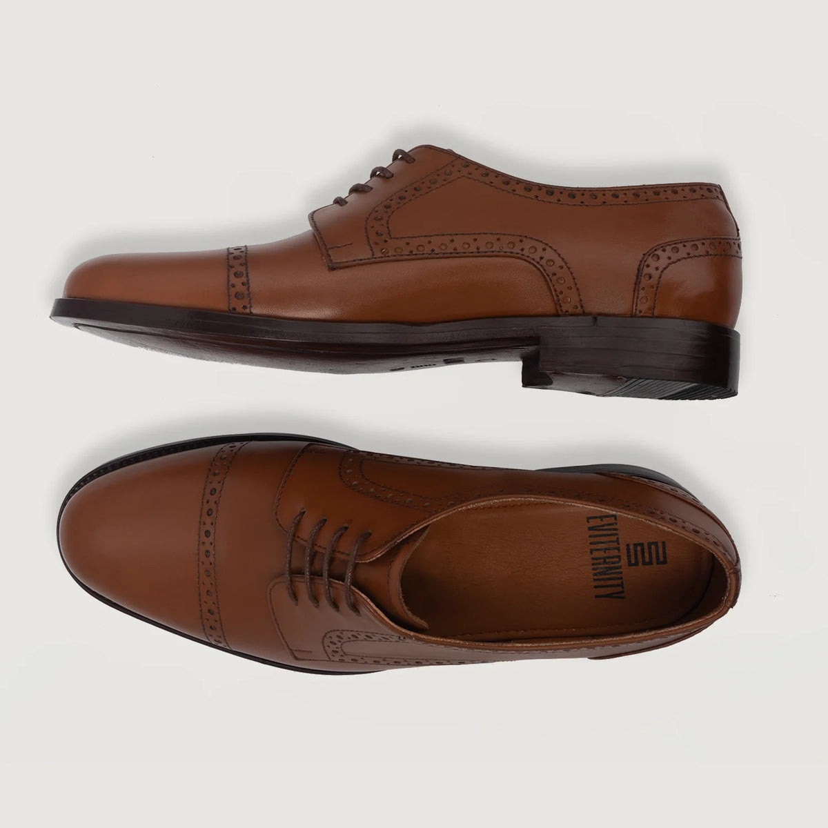 Dirk Brogues Derby Tostado Zapatos de cuero para Hombre For Men - Contrafuerte de talón reforzado y doble costura de precisión