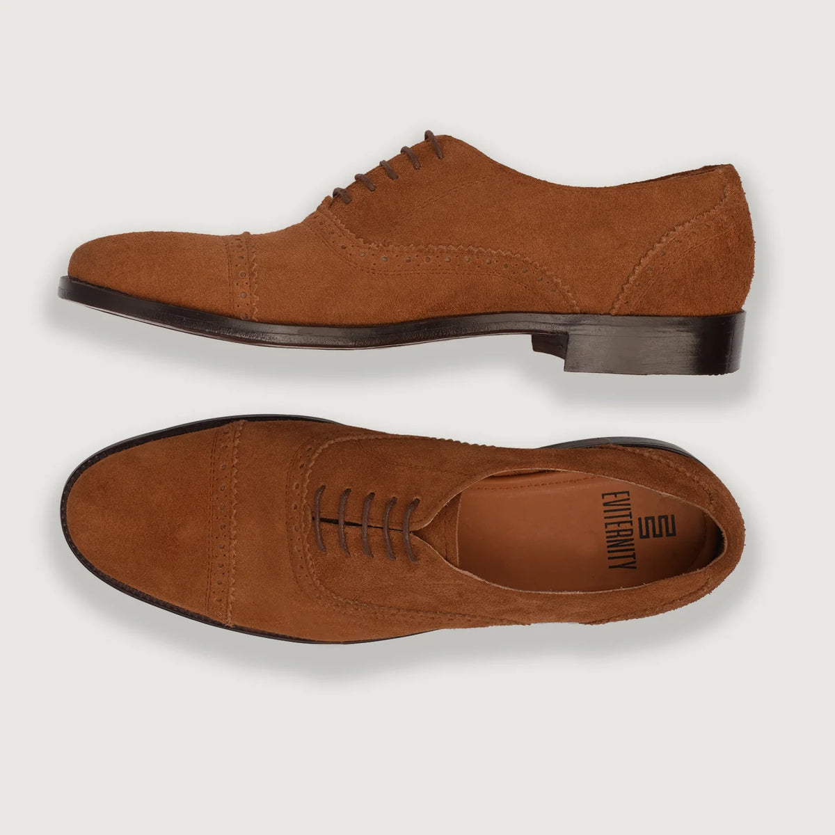 Grisson Brogues Oxford Marrón Suede Zapatos de cuero para Hombre For Men - Contrafuerte de talón reforzado y doble costura de precisión