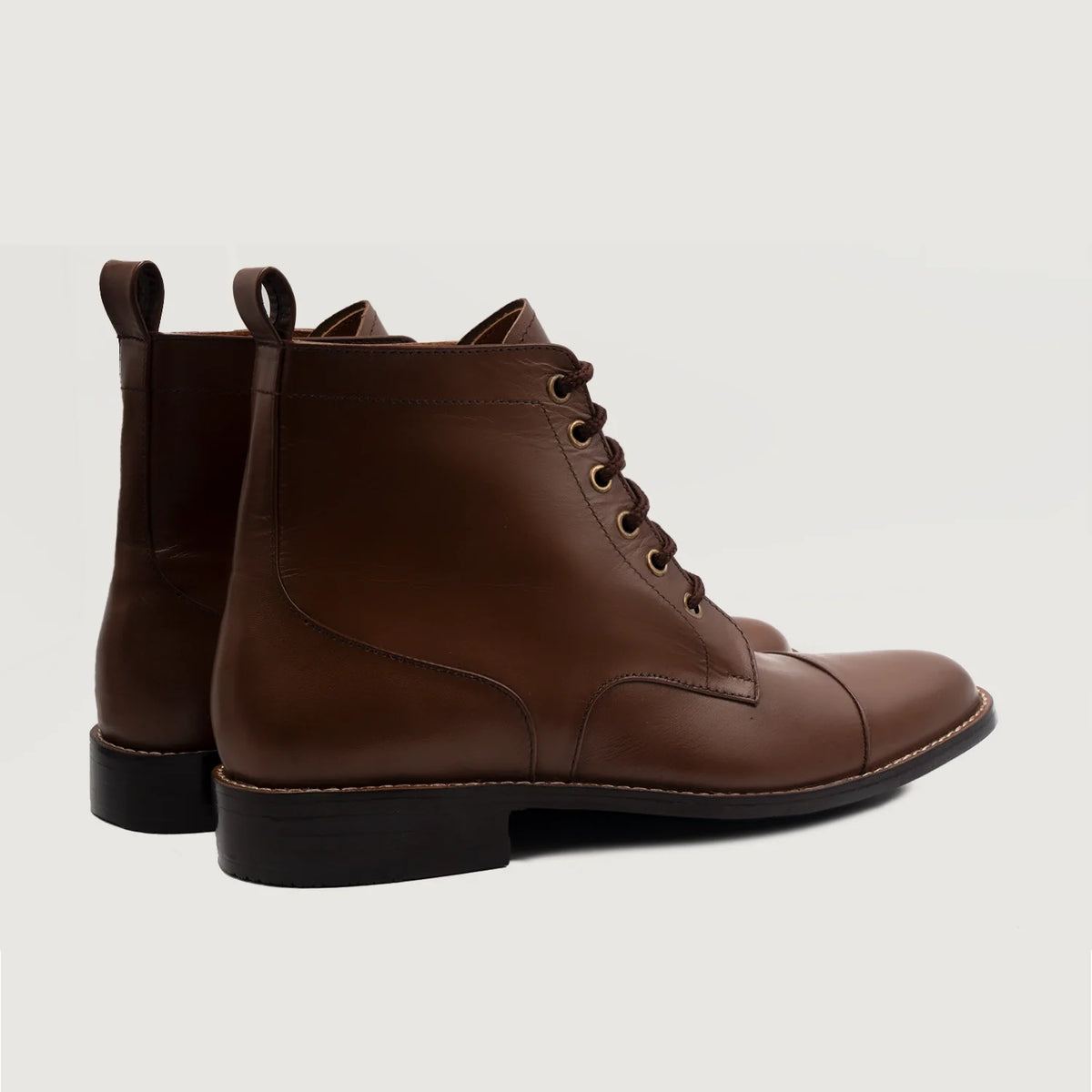 Knight Derby Marrón Botas de cuero para Hombre For Men - Contrafuerte de talón reforzado y doble costura de precisión
