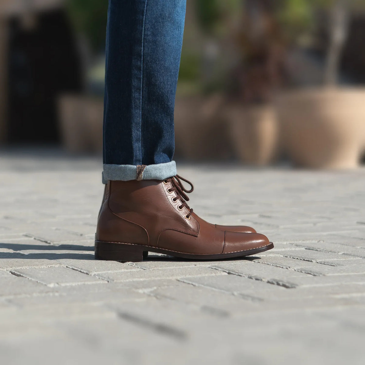 Styled On-Foot Perspective Demonstrating Ankle Fit & Silhouette on Model