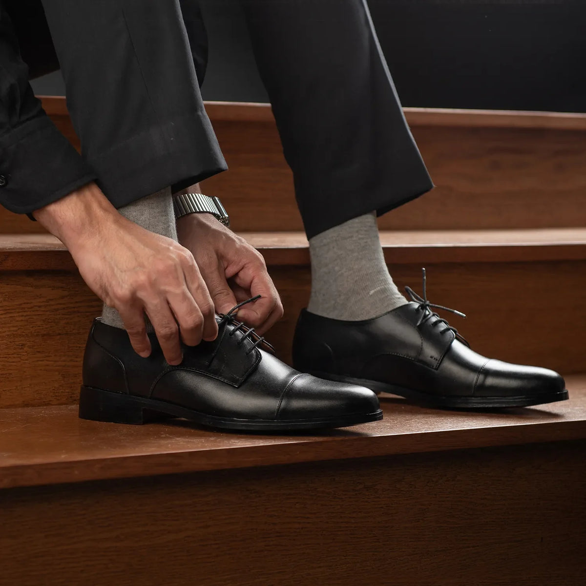 Orlaven Attorney Zapatos Derby de cuero negro para Hombre footwear image 10
