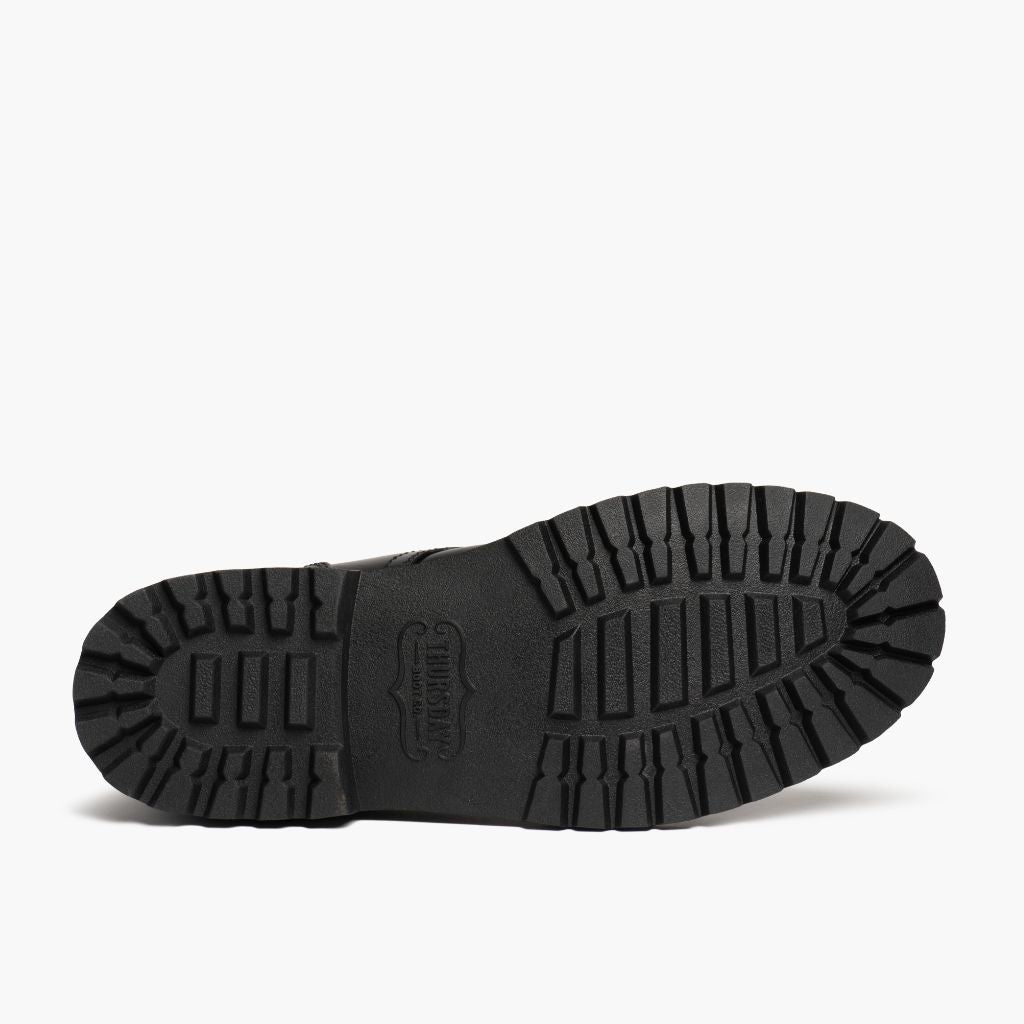 High-Traction Rubber Outsole & Lug Tread Pattern on Hero Negro Botas de cuero para Hombre