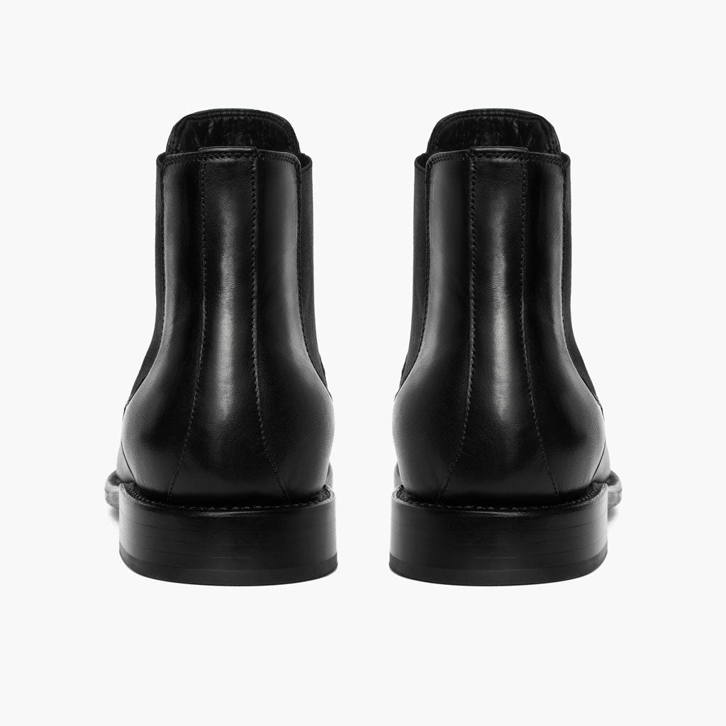 Cavalier Negro Botas de cuero para Hombre - Contrafuerte de talón reforzado y doble costura de precisión