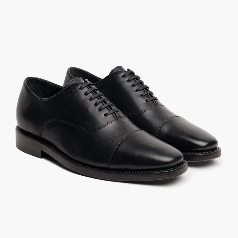 Executive Black Leather Sneakers in Black Full-Grain Leather - Lateral Side Profile View | Buy Online