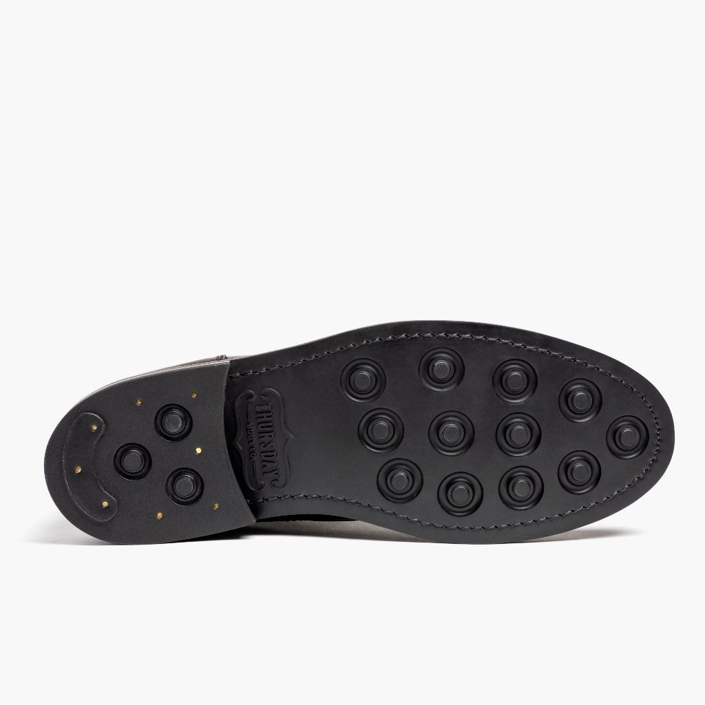High-Traction Rubber Outsole & Lug Tread Pattern on President Café Negro Botas de cuero para Hombre For Men
