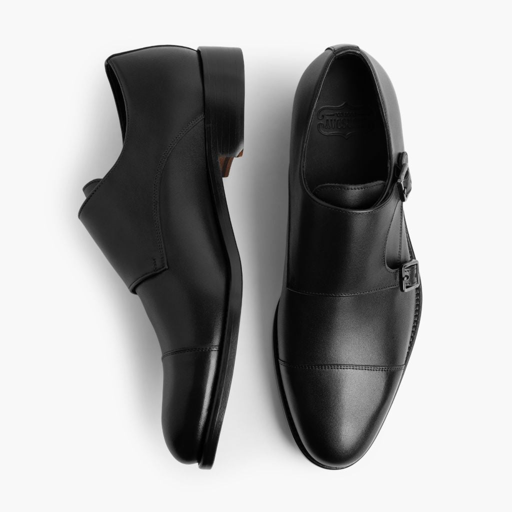 Saint Negro Mocasines de cuero para Hombre For Men - Contrafuerte de talón reforzado y doble costura de precisión