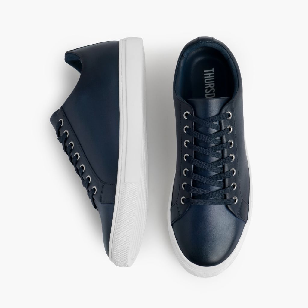 Premier Low Top Deep Azul Zapatillas de cuero para Hombre For Men - Contrafuerte de talón reforzado y doble costura de precisión