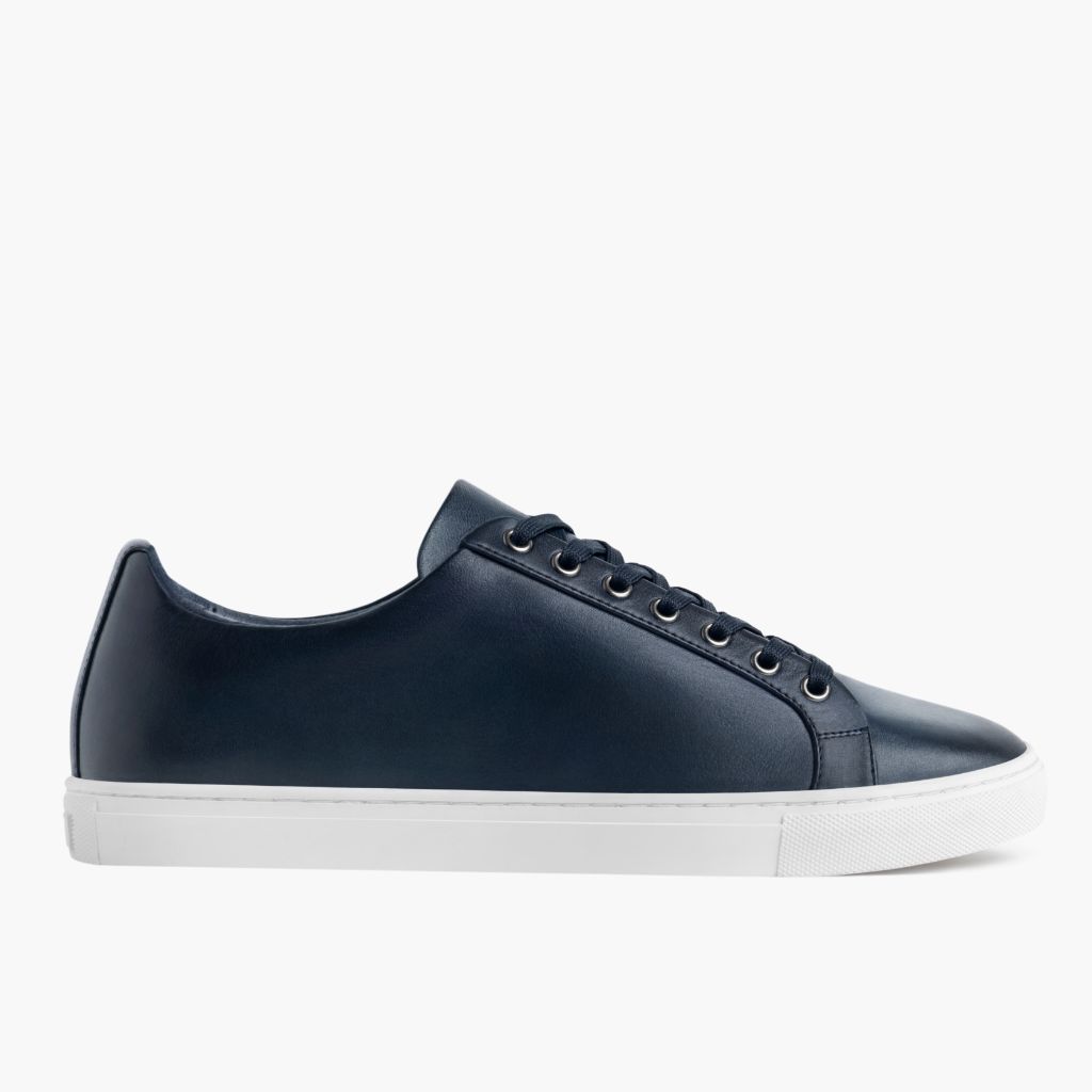 Blue Full-Grain leather Sneakers - Construcción cosida Goodyear y puntera delantera
