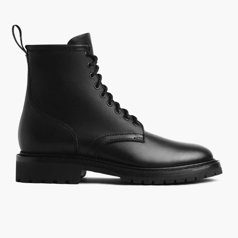 Stomper Negro (No Zipper) Botas de cuero para Hombre