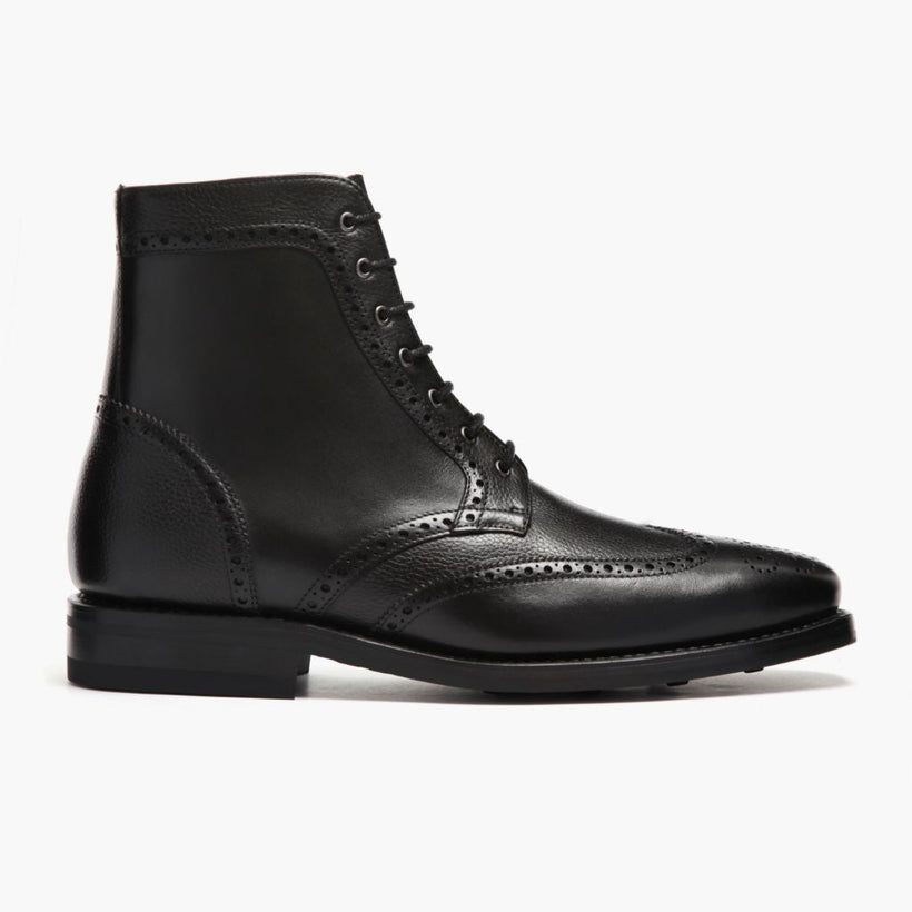 Wingtip Negro Botas de cuero para Hombre