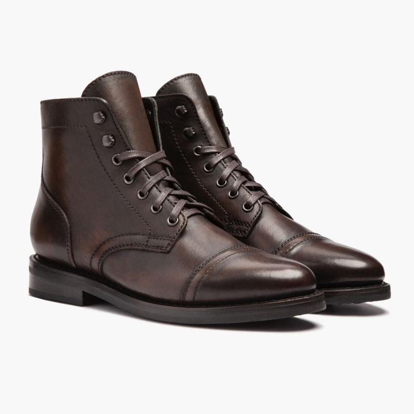 Captain Negro Coffee Leather Boots para Mujer