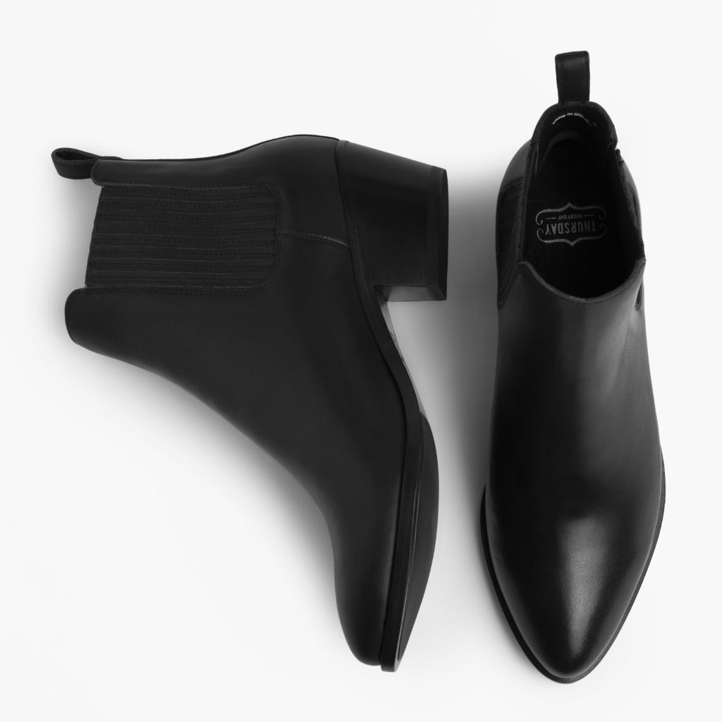 Dreamer Bootie Negro Botas de cuero para Mujer - Contrafuerte de talón reforzado y doble costura de precisión
