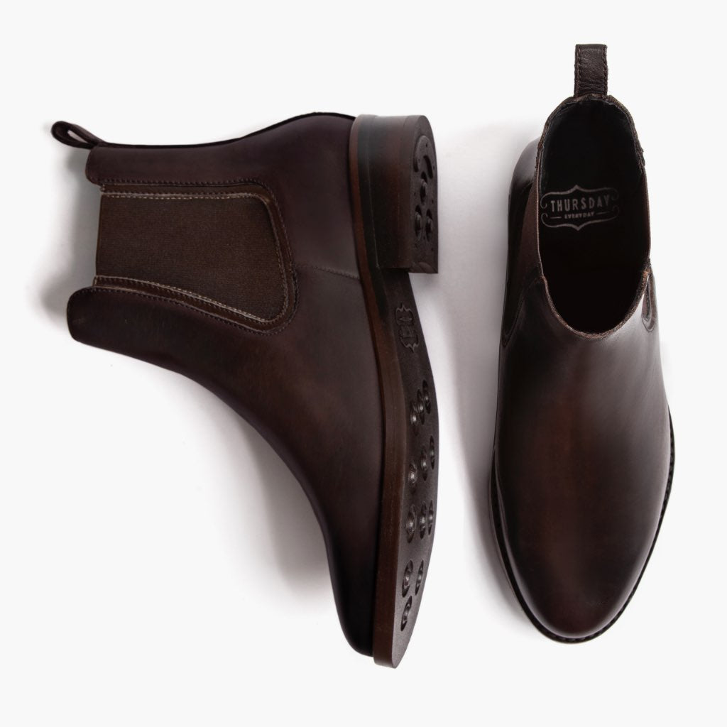 Duchess Café Negro Botas de cuero para Mujer - Contrafuerte de talón reforzado y doble costura de precisión