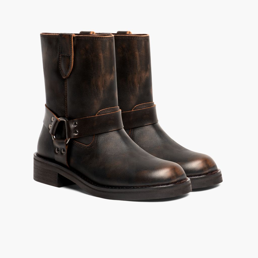 Vintage Brown Full-Grain leather Boots - Construcción cosida Goodyear y puntera delantera