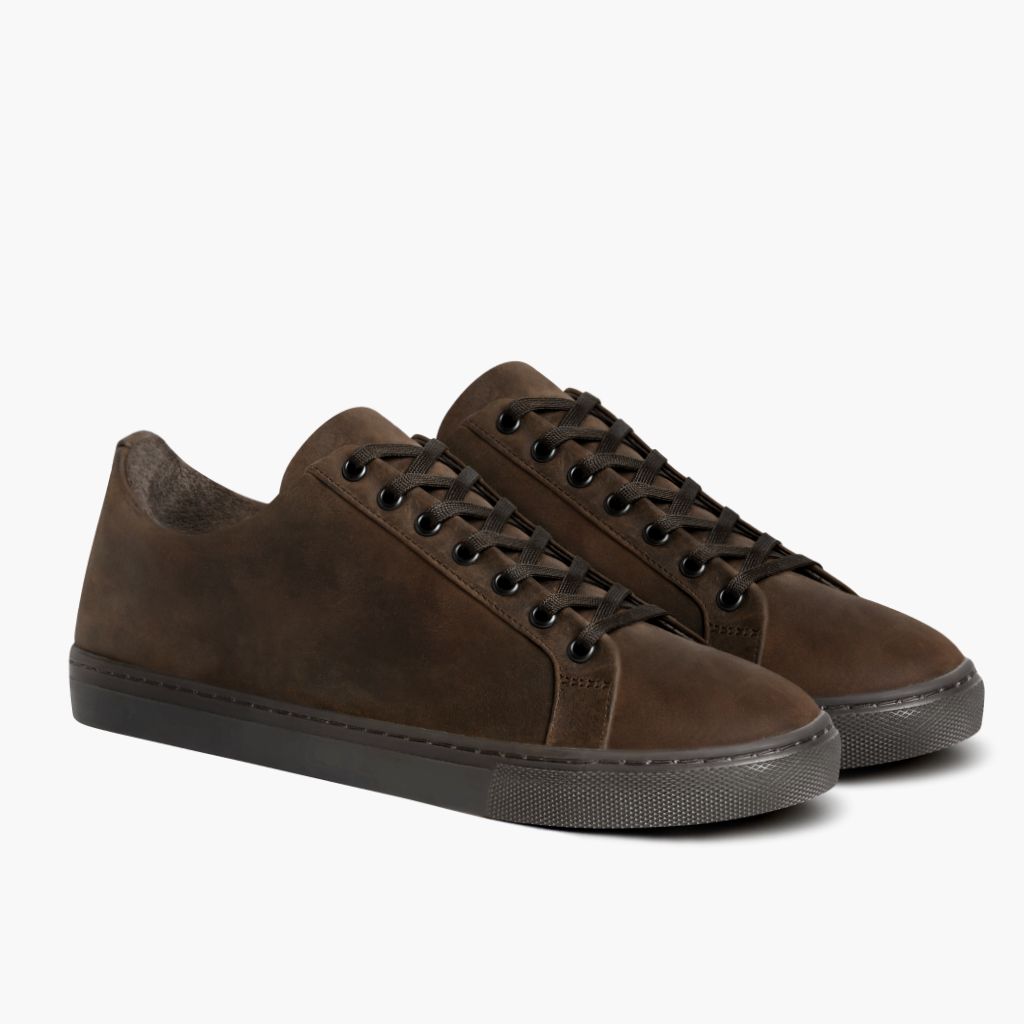 Premier Low Top Tabaco Zapatillas de cuero para Mujer in Classic Full-Grain Leather - Vista de perfil | Comprar online