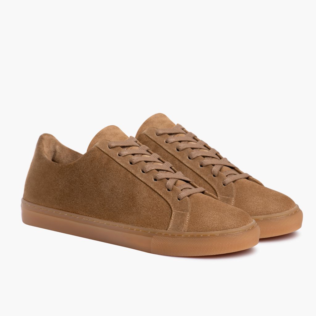 Premier Low Top Camel Zapatillas de cuero para Mujer in Camel Full-Grain Leather - Vista de perfil | Comprar online