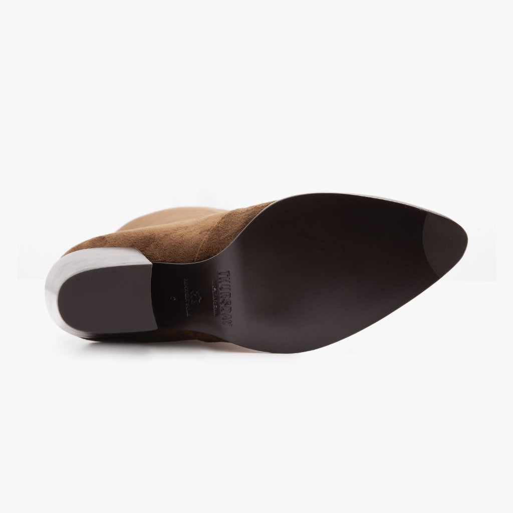 High-Traction Rubber Outsole & Lug Tread Pattern on Tempest Espresso Botas de cuero para Mujer