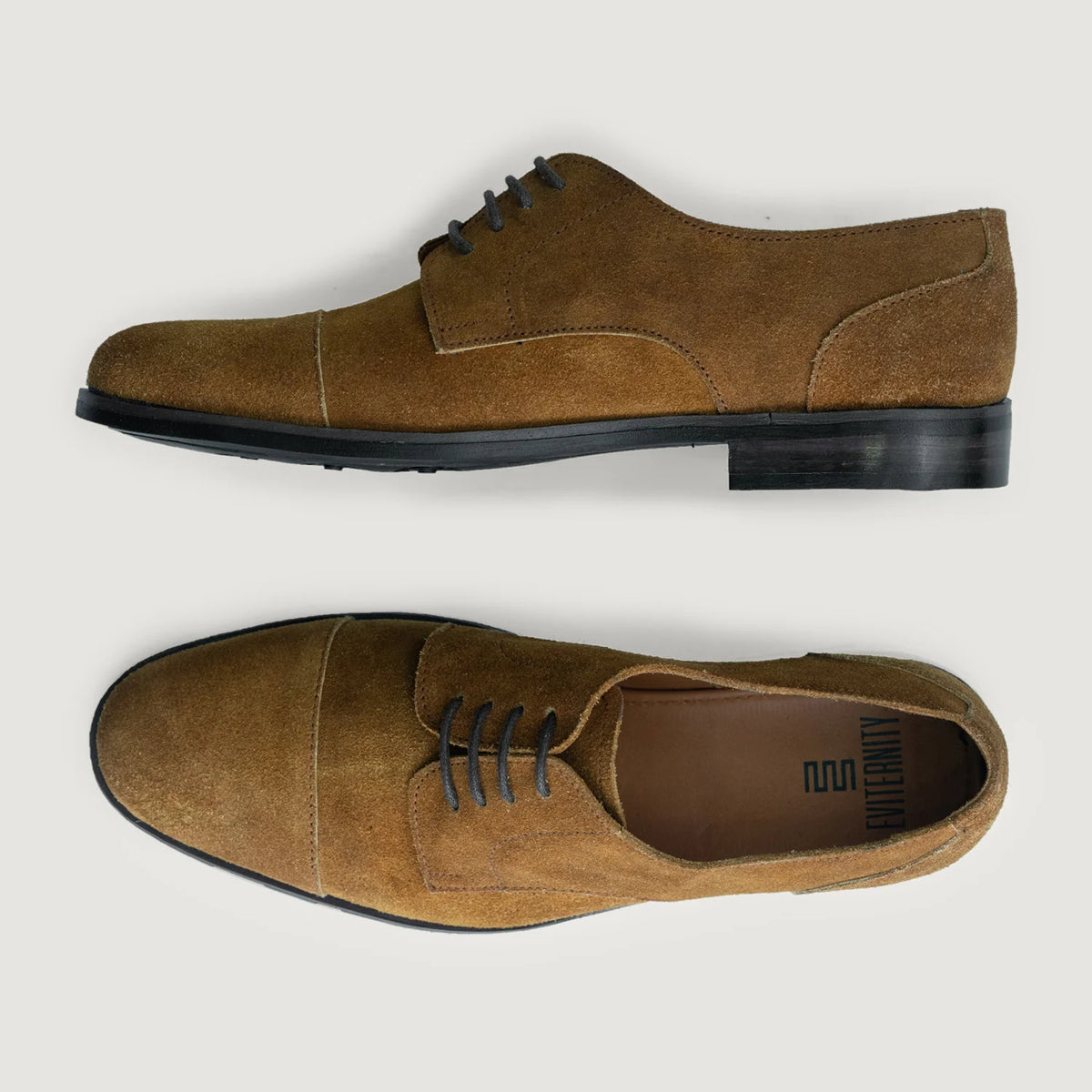 Attorney Derby Brown Suede Leather Shoes StudGuard For Men - Contrafuerte de talón reforzado y doble costura de precisión