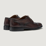 High-Traction Rubber Outsole & Lug Tread Pattern on Attorney Derby Brown Leather Shoes For Men