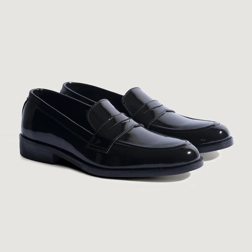 Baxton Negro Patent Leather Loafers para Hombre