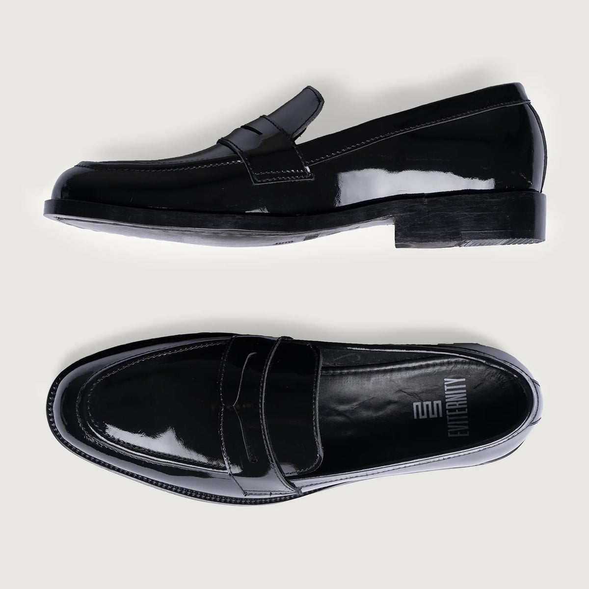 Baxton Negro Patent Mocasines de cuero para Hombre For Men - Contrafuerte de talón reforzado y doble costura de precisión