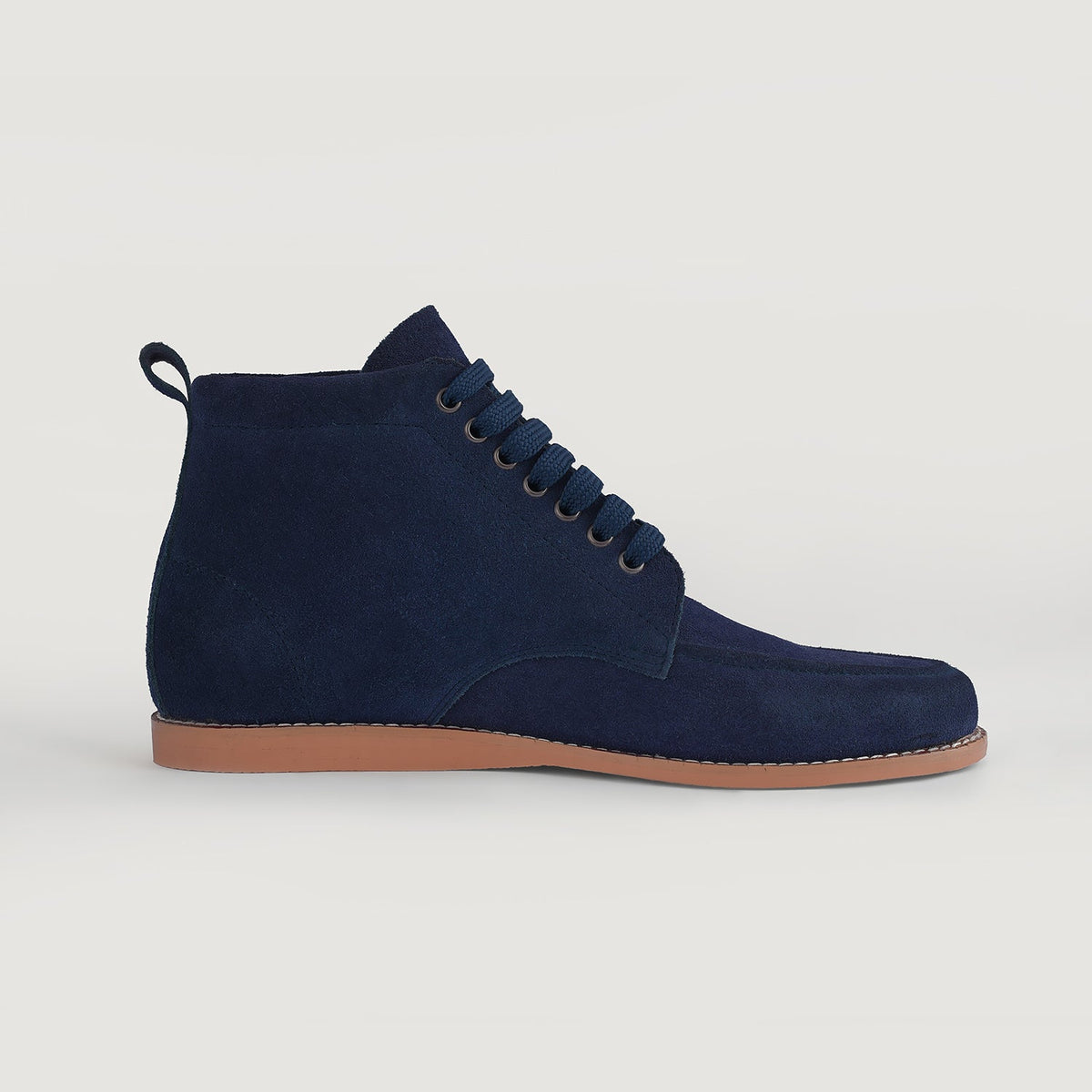 Blue Goatskin Suede Leather Boots - Construcción cosida Goodyear y puntera delantera