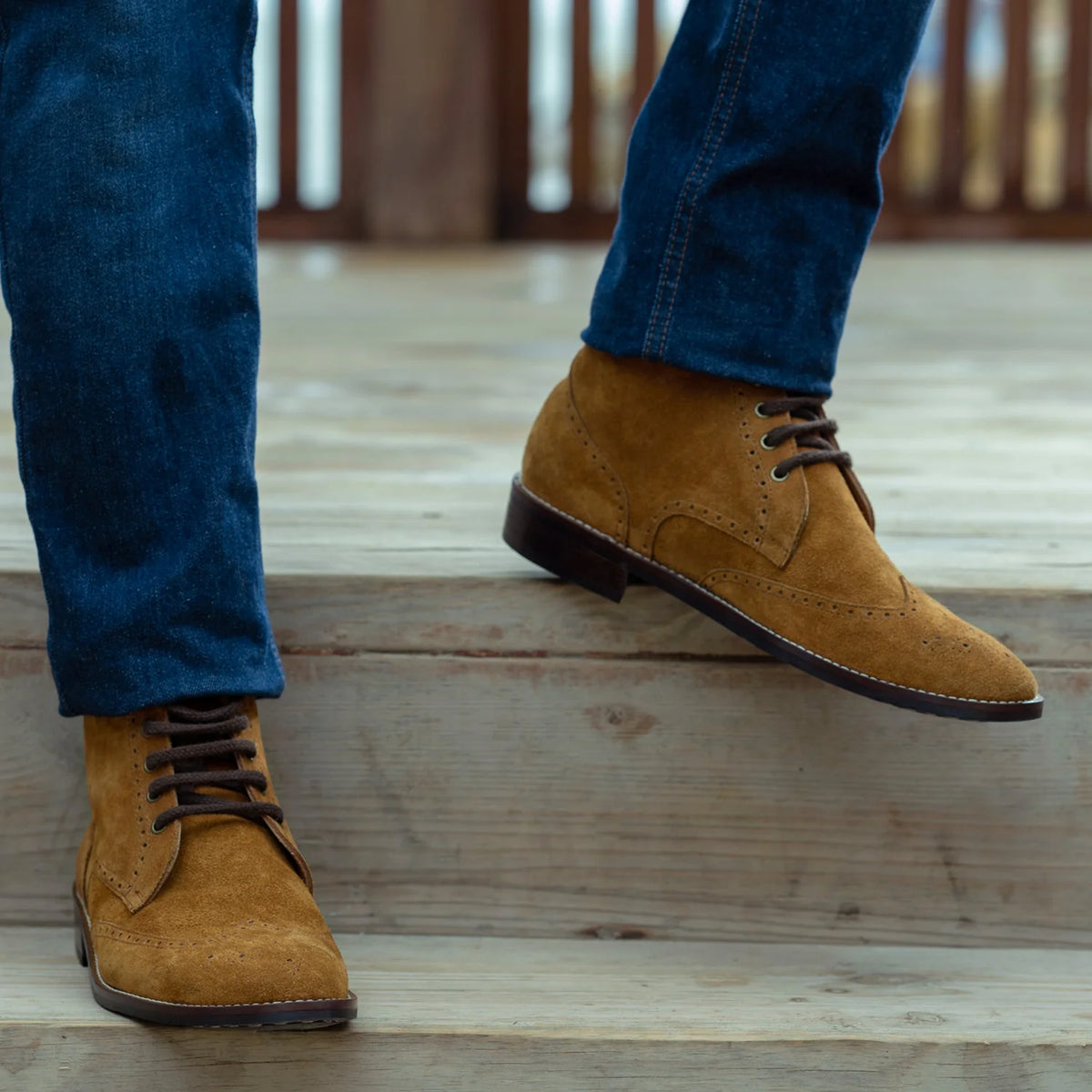 Orlaven Duster Brogues Derby Marrón Suede Botas de cuero - StudGuard para Hombre footwear image 9