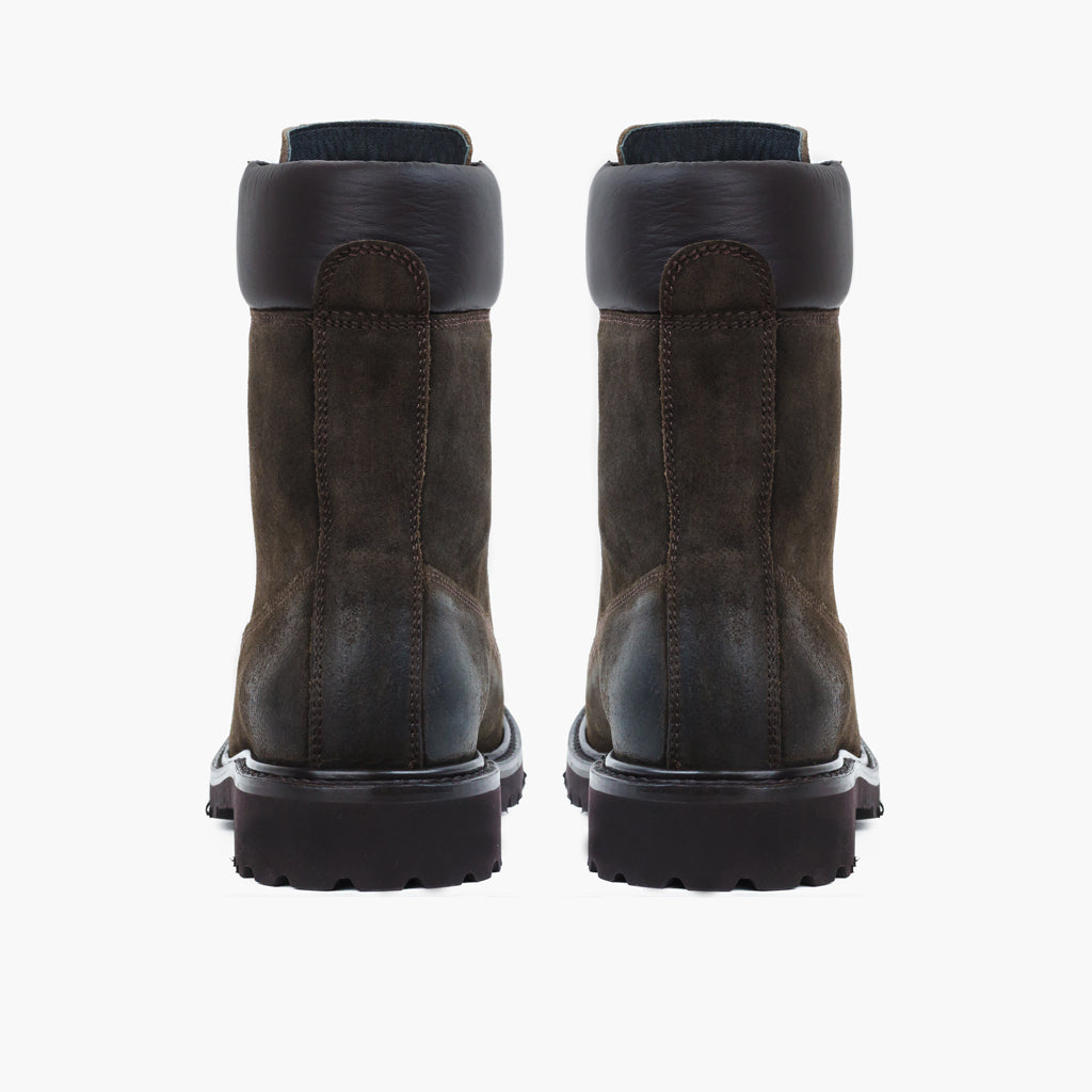 Explorer Verde Oliva Oscuro Suede Botas de cuero para Hombre - Contrafuerte de talón reforzado y doble costura de precisión