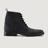 Matte Black Full-Grain leather Boots - Goodyear Welt Construction & Front Toe Box Detail