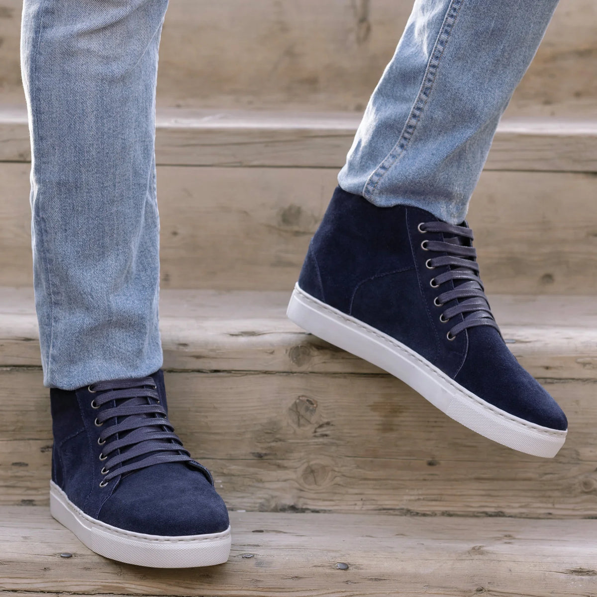 Orlaven Marty High Top Azul Suede Zapatillas de cuero para Hombre footwear image 9