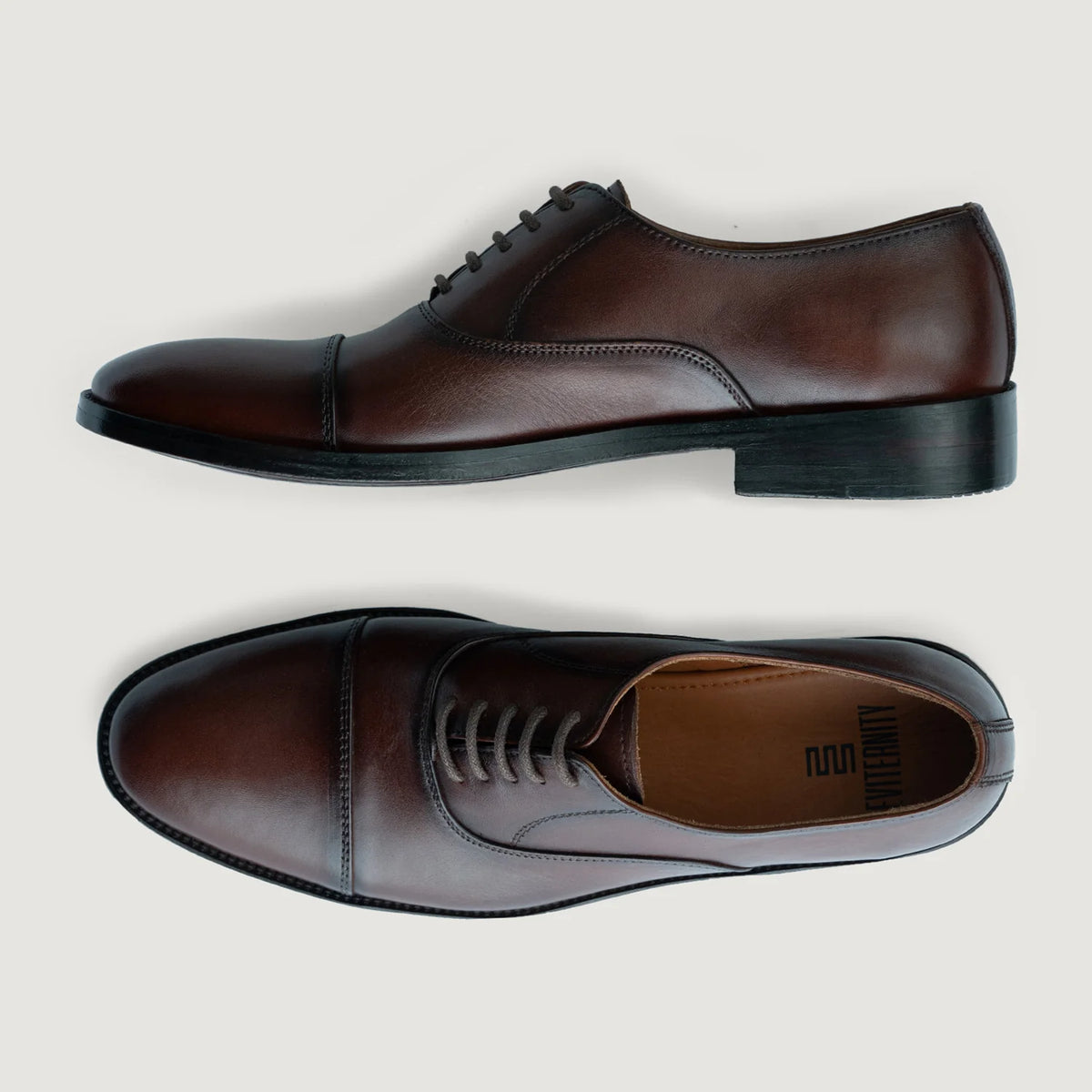 Professor Oxford Burnished Marrón Zapatos de cuero para Hombre For Men - Contrafuerte de talón reforzado y doble costura de precisión