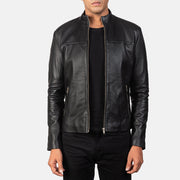 
Adornica Negro Chaqueta Biker de Cuero para Hombre in Black Sheepskin Leather - Vista frontal y silueta entallada | Comprar online