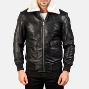 
Vista de detalle of Shirt with Removable Fur & Zipper Hardware on Airin G-1 Black & White Leather Bomber Jacket