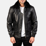 
Airin G-1 Negro Chaqueta Bomber de Cuero para Hombre in Black Sheepskin Leather - Vista frontal y silueta entallada | Comprar online