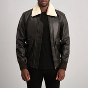 
Airin G-1 Marrón & Cream Chaqueta Bomber de Cuero para Hombre in Brown Sheepskin Leather - Vista frontal y silueta entallada | Comprar online