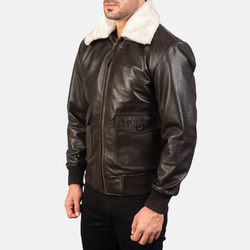 Airin G-1 Marrón Cazadora Bomber de Cuero para Hombre