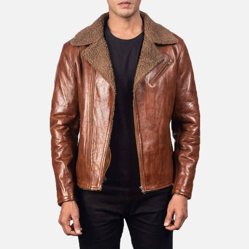 Alberto Shearling Marrón Chaqueta de Cuero para Hombre
