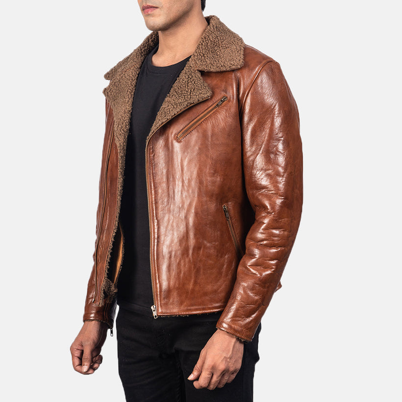 Alberto Shearling Marrón Chaqueta de Cuero para Hombre